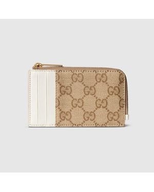 Gucci Zip Card Case With Colour Slots - Natural