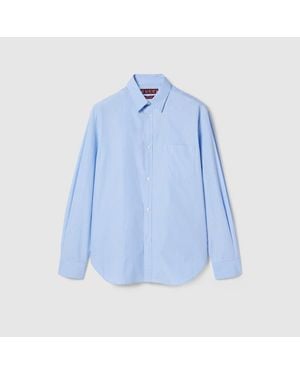 Gucci Cotton Poplin Shirt With Logo - Blue