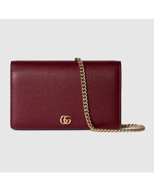 Gucci Gg Marmont Wallet On Chain, Leather - Red