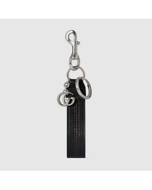 Gucci Double G Keychain With Web Detail - Black