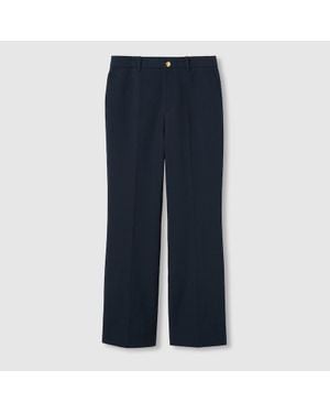 Gucci Cotton Trousers With Embroidery - Blue