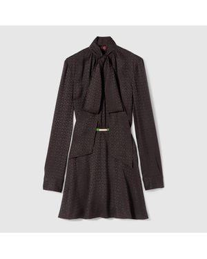 Gucci Horsebit Silk Jacquard Dress - Black