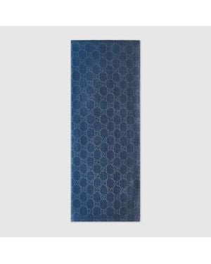Gucci Estola De Jacquard De Seda Y Lana Con Gg - Azul