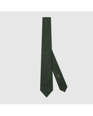 Gucci Interlocking G Silk Jacquard Tie - Green