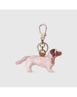 Gucci Dog-Shaped Bag Charm, Gg Canvas - Pink