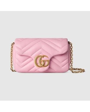 Gucci Gg Marmont Mini Shoulder Bag, Leather - Pink