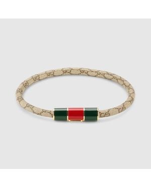 Gucci Bracelet With Enamel Web Tag - Metallic