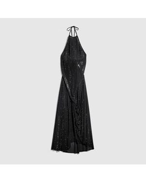Gucci Embroidered Silk Stretch Chiffon Long Dress, Size 42 It, Ready-To-Wear - Black