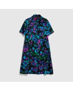Gucci Printed Silk Jacquard Chemisier Dress - Blue