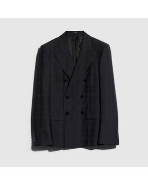 Gucci Checked Wool Jacket With Fil Coupé - Black