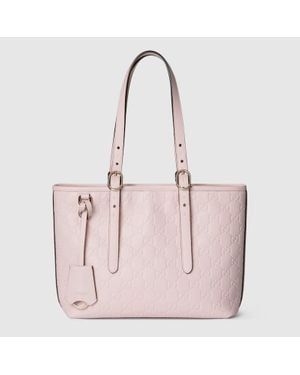 Gucci Gg Emblem Medium Tote Bag, Leather - Pink
