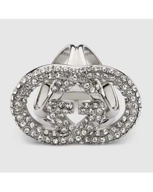 Gucci Tuchring Mit Gg Und Kristallen - Mettallic