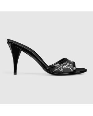 Gucci Crystal Slide Sandal, Fabric - Black