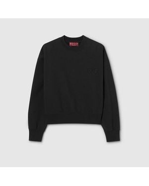 Gucci Sudadera De Punto De Algodón Con Bordado, Talla - Negro