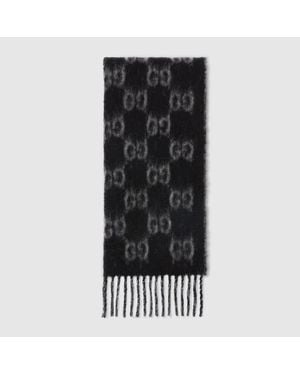 Gucci Gg Alpaca Wool Scarf, Wool - Black