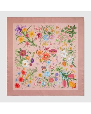 Gucci Vierecktuch Aus Seidentwill Mit Print - Pink
