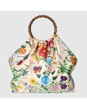Gucci Maxi Bolso Tote De Seda Con Asa De 'Bamboo' - Verde