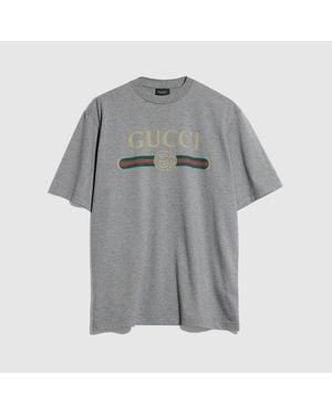 Gucci Cotton Jersey T-Shirt With Print - Grey
