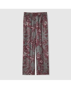 Gucci Pantalon En Twill De Soie Imprimé, Taille - Gris