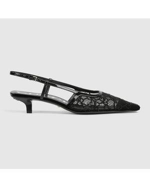 Gucci Gg Crystal Slingback Pump, Uk - Black