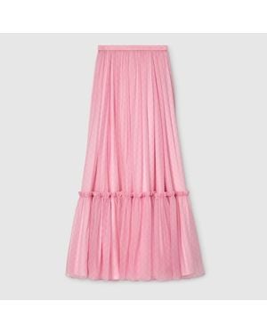 Gucci Printed Silk Chiffon Long Skirt - Pink