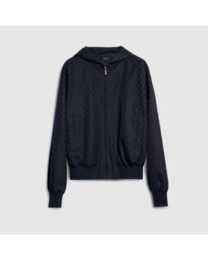 Gucci Gg Cotton Canvas Zip Jacket - Blue