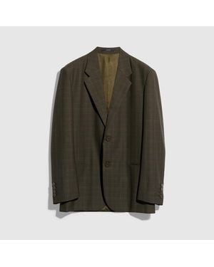 Gucci Prince Of Wales Wool Jacket, Size 50 It, Ready-To-Wear - Green