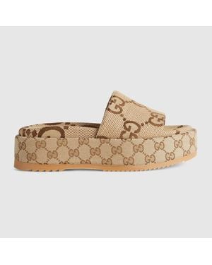 Gucci Sandalia Tipo Chancla Con Plataforma Mujer, Talla - Marrón