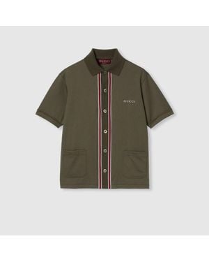 Gucci Cotton Piquet Polo Shirt With Embroidery - Green