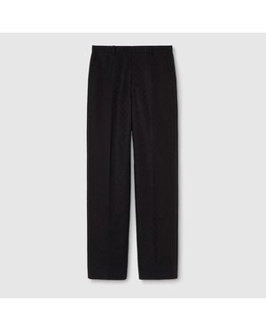 Gucci Gg Cotton Canvas Trousers - Black