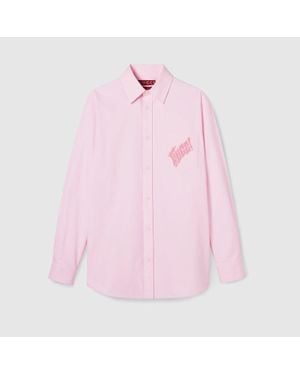 Gucci Hemd Aus Oxford-Baumwolle Mit Stickerei, Größe - Pink