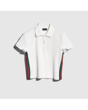 Gucci Rib Cotton Jersey Polo Shirt With Web, Size Xxl, Ready-To-Wear - Metallic