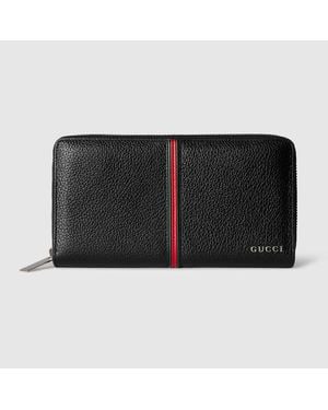 Gucci Portafoglio Con Cerniera E Nastro Web - Nero