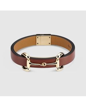 Gucci Leather Bracelet With Horsebit - Brown