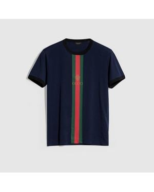 Gucci Cotton Jersey T-Shirt With Print - Blue