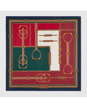 Gucci Pañuelo De Seda Con Estampado - Rojo