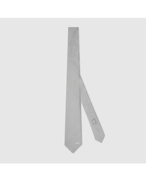 Gucci Horsebit Silk Jacquard Tie - Grey