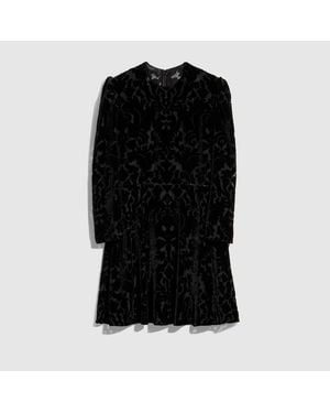 Gucci Floral Devoré Velour Dress - Black