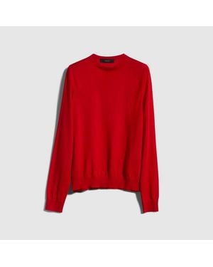 Gucci Pull En Laine Fine Avec Broderie, Taille - Rouge