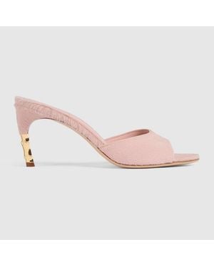 Gucci Slide With Bamboo Motif, Uk - Pink