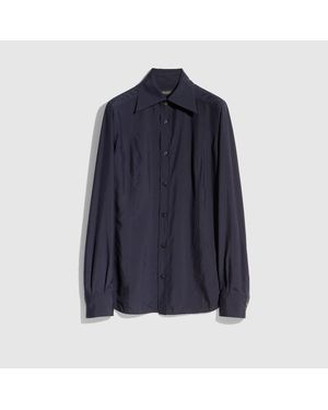Gucci Silk Poplin Shirt, Size 42 It, Ready-To-Wear - Blue
