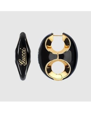 Gucci Marina Chain Enamel Earrings - Black
