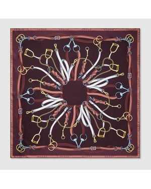 Gucci Printed Silk Twill Carré, Silk - Purple