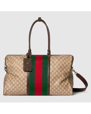 Gucci Bolsa De Viaje Gg Mediana Con Tribanda Web - Neutro