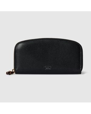 Gucci Zip Around Wallet With Bamboo, Leather - Black