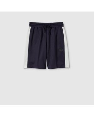 Gucci Short En Jersey Technique Avec Broderie, Taille - Bleu
