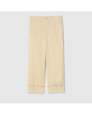 Gucci Diagonal Gg Silk Jacquard Trousers - Natural