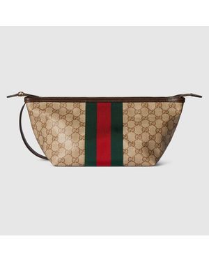 Gucci Small Gg Toiletry Case With Web, Original Gg Fabric - Natural