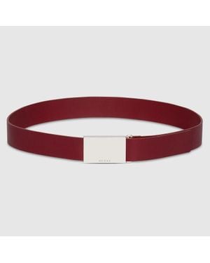 Gucci Belt With Rectangular Buckle, Size 100 - Red