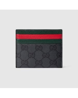 Gucci Card Case With Web Card Slots, Gg Canvas - Black
